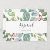 Carte Symbole de Noël Vert et Rouge Berry Réservé (Devant / Derrière)