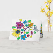 Carte symbole de paix des années 60 (Fleur jaune)