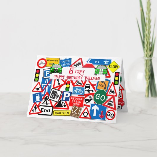 Carte Symbole de route coloré Collage Enfants'Anniversai (Devant)