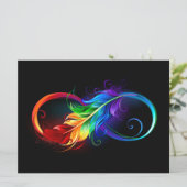 Carte Symbole d'infini avec plume arc-en-ciel (Debout devant)