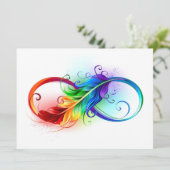 Carte Symbole d'infini avec plume arc-en-ciel (Debout devant)