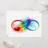 Carte Symbole d'infini avec plume arc-en-ciel (Devant/Arrière en situation)