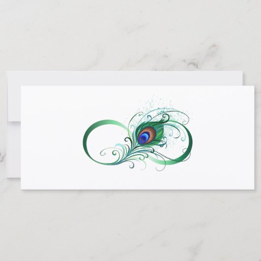 Carte Symbole d'infini avec plume de paon (Devant)