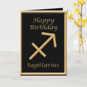 Carte Symbole d'or Sagittarius Noir voeux d'anniversaire (Fleur jaune)