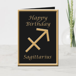 Carte Symbole d'or Sagittarius Noir voeux d'anniversaire