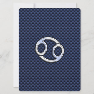 Carte Symbole du cancer Zodiac Marine Blue Carbon Fiber