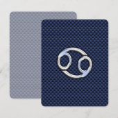 Carte Symbole du cancer Zodiac Marine Blue Carbon Fiber (Devant / Derrière)