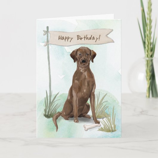 Carte Symbole du Chocolat Lab Dog Under Anniversaire (Devant)