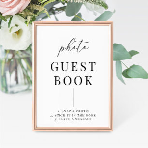 Carte Symbole du livre d'or photo de mariage élégant mod