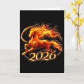 Carte Symbole du zodiaque chinois Cheval de Feu 2026 Nou (Fleur jaune)
