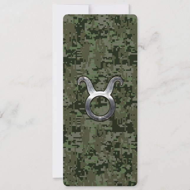 Carte Symbole du zodiaque Taureau sur camouflage numériq (Devant)
