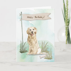Carte Symbole Golden Retriever Dog Under Birday