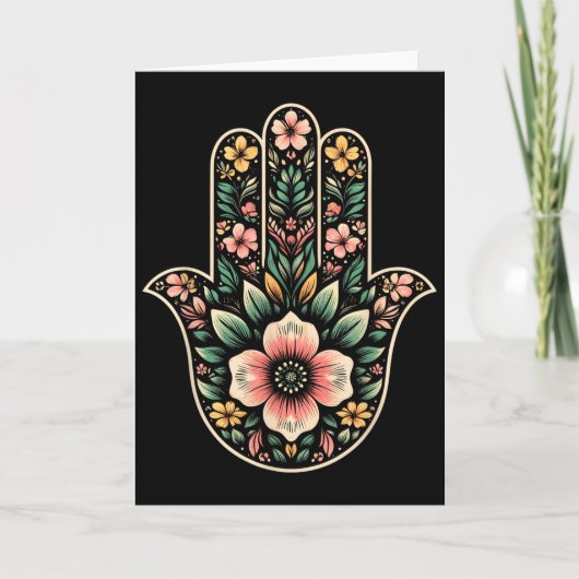 Carte Symbole Hamsa Khamsa Cool dans le style d'art flor (Devant)