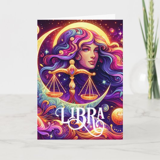 Carte Symbole Horoscope Libra Zodiac Ethereal Anniversai (Devant)