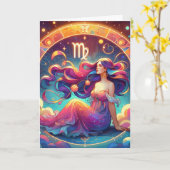 Carte Symbole Horoscope Virgo | Anniversaire (Fleur jaune)