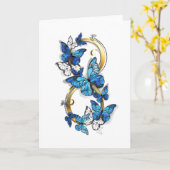 Carte Symbole Infini de Papillons Bleus Morpho (Fleur jaune)