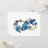Carte Symbole infini de papillons Morpho bleus (Devant/Arrière en situation)