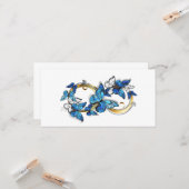 Carte Symbole infini de papillons Morpho bleus (Devant/Arrière en situation)
