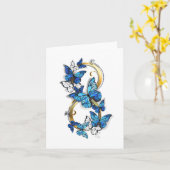 Carte Symbole infini de papillons Morpho bleus (Fleur jaune)