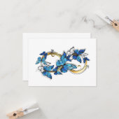 Carte Symbole Infini de Papillons Morpho Bleus (Devant/Arrière en situation)
