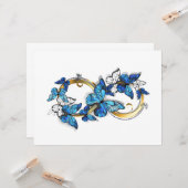 Carte Symbole infini de papillons Morpho bleus (Devant/Arrière en situation)
