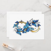 Carte Symbole infini de papillons Morpho bleus (Devant/Arrière en situation)