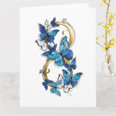 Carte Symbole infini de papillons Morpho bleus (Fleur jaune)