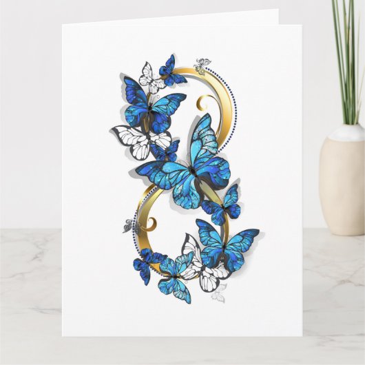 Carte Symbole infini de papillons Morpho bleus (Devant)