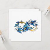 Carte Symbole infini de papillons Morpho bleus (Devant/Arrière en situation)