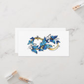 Carte Symbole infini de papillons Morpho bleus (Devant/Arrière en situation)