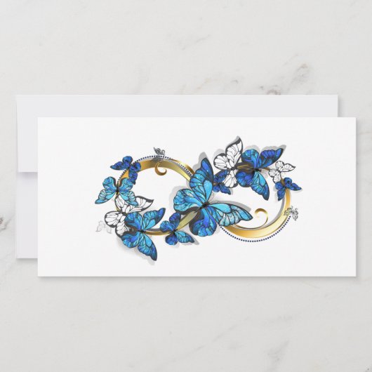 Carte Symbole infini de papillons Morpho bleus (Devant)