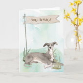 Carte Symbole italien Greyhound Dog - Anniversaire (Fleur jaune)