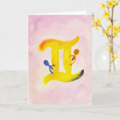 Carte Symbole Jaune Gemini Zodiac Anniversaire (Fleur jaune)