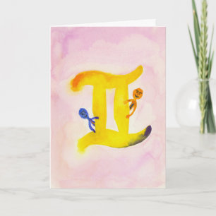 Carte Symbole Jaune Gemini Zodiac Anniversaire