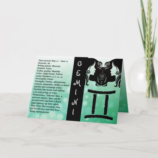 Carte SYMBOLE JOLI ANNIVERSAIRE Horoscope Gemini (Devant)