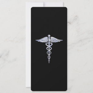 Carte Symbole Médicale de Caduceus en argent sur la déco