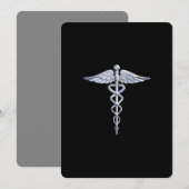 Carte Symbole Médicale de Caduceus en argent sur la déco (Devant / Derrière)