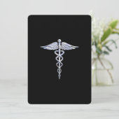 Carte Symbole Médicale de Caduceus en argent sur la déco (Debout devant)