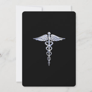Carte Symbole Médicale de Caduceus en argent sur la déco