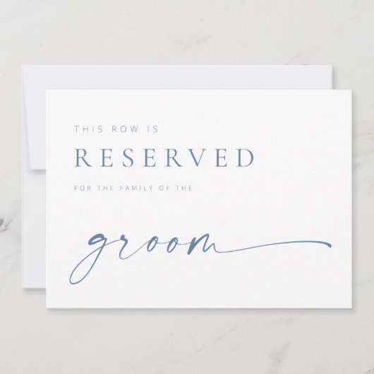 Carte Symbole moderne Chic Mariage Réservé Siège | Bleu (Devant)