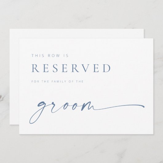 Carte Symbole moderne Chic Mariage Réservé Siège | Bleu (Devant / Derrière)