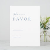 Carte Symbole moderne de mariage Script Favors | Bleu (Debout devant)