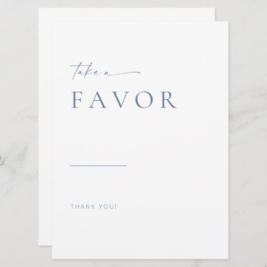 Carte Symbole moderne de mariage Script Favors | Bleu (Devant / Derrière)