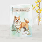 Carte Symbole Norvégien Lundehund Dog Breeed Under Birth (Fleur jaune)