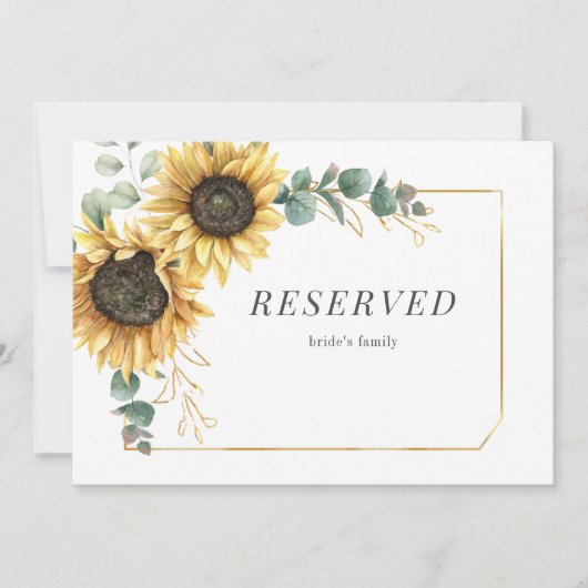 Carte SYMBOLE RÉSERVÉ Éucalyptus Vert Tournesol Floral (Devant)