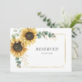 Carte Symbole Réservé Mariage de tournesol Eucalyptus Fo (Debout devant)