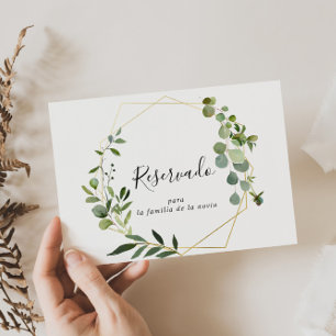 Carte SYMBOLE RÉSERVÉ Mariage espagnol vert tropical