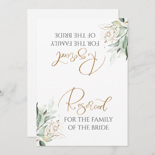 Carte Symbole romantique Gold Greenery Mariage blanc Rés (Devant / Derrière)