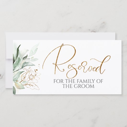 Carte Symbole romantique Gold Greenery Mariage blanc Rés (Devant)