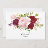 Carte Symbole rouge tropical et romantique réservé (Dos)